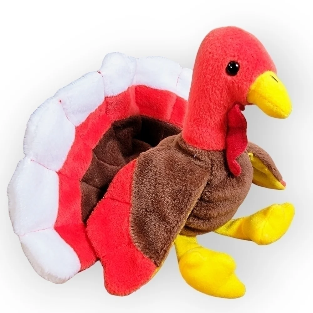 TY Vintage Gobbles Turkey Thanksgiving Plush Animal Beanie Baby Babies 1996 PVC
